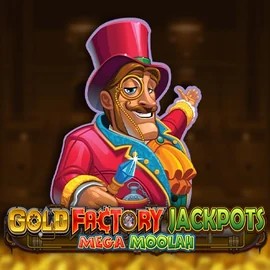 Gold Factory Jackpots Mega Moolah logo by Aurum Signature Studios Vegas Hero Casino