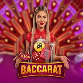Mega Baccarat online game logo by Pragmatic Play on vegasheros.gr.com