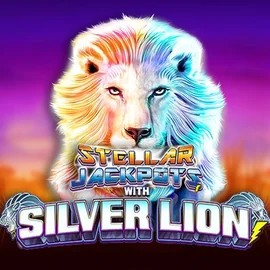 Jackpots logo of Stellar Jackpots with Silver Lion from Lightning Box Game at Vegas Hero Casino