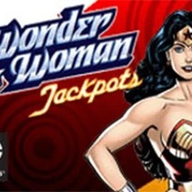 Wonder Woman Jackpots slot logo by Amaya at Vegas Hero Casino